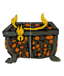 A sprite with a selective dithering pattern applied to its clothing