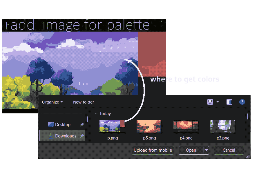 PaletteSwap Interface: Main dashboard showing color palette selection.